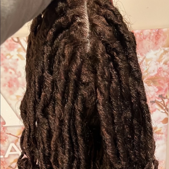 GODDESS LOCKS DREADS RASTA LACEFRONT WIG WITH CURLY ENDS BROWN SUMMER BOHEMIAN - Picture 9 of 10